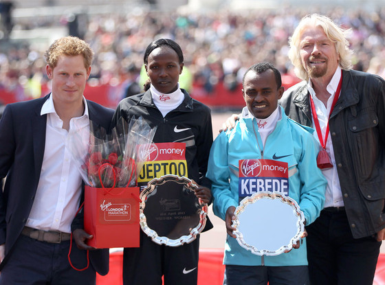 Prince Harry, Priscah Jeptoo, Tsegaye Kebede, Sir Richard Branson Prince Harry, Priscah Jeptoo, Tsegaye Kebede, Sir Richard Branson